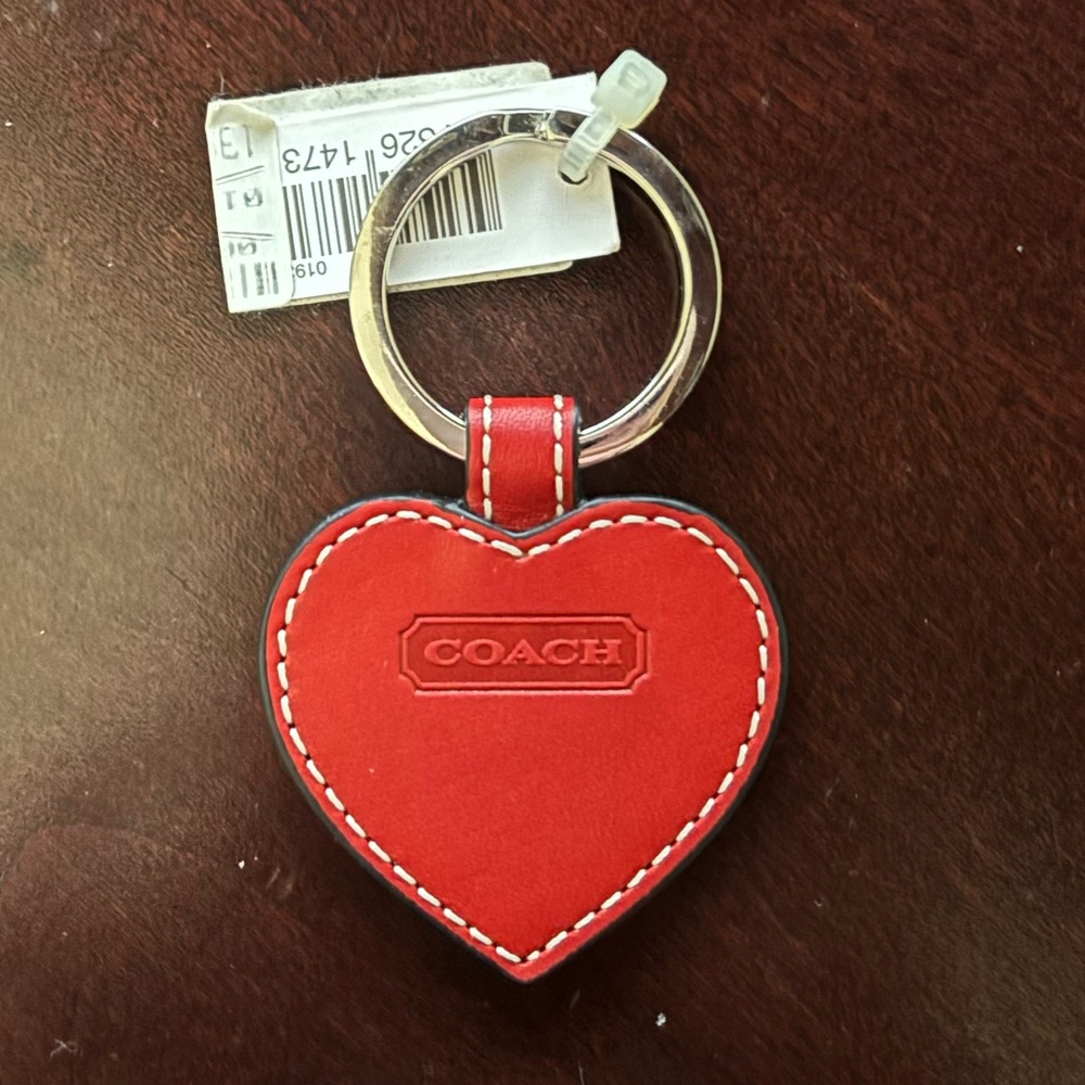 NWT coach heart keychain red leather.  So cute!